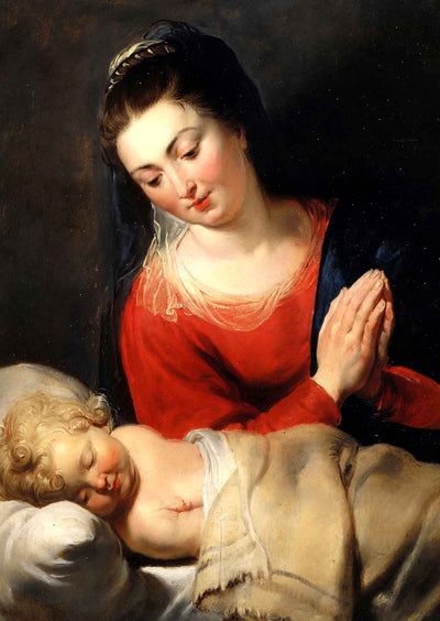 Virgin in Adoration Before the Christ Art Print Child by Rubens (6 Sizes)