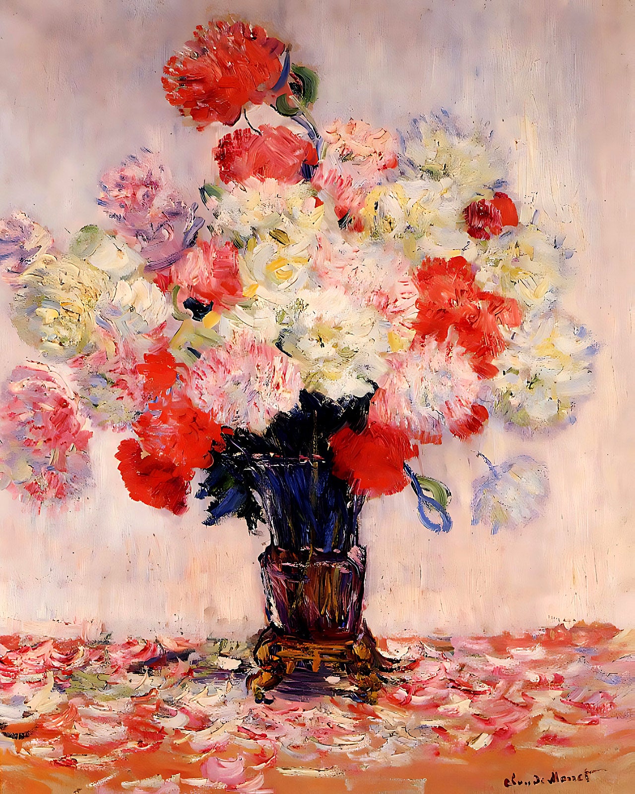 Vase of Peonies Painting by Claude Monet 8x10" Art Print