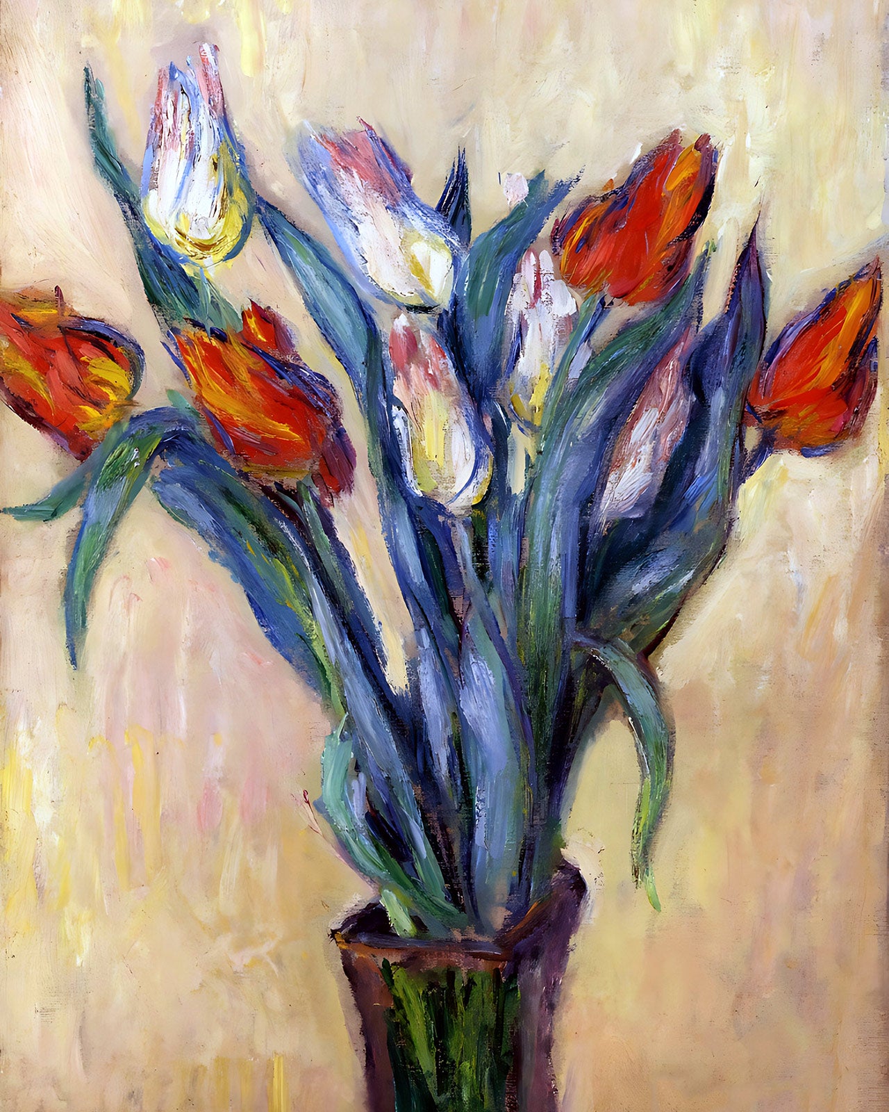 Vase of Tulips Painting by Claude Monet 8x10" Art Print