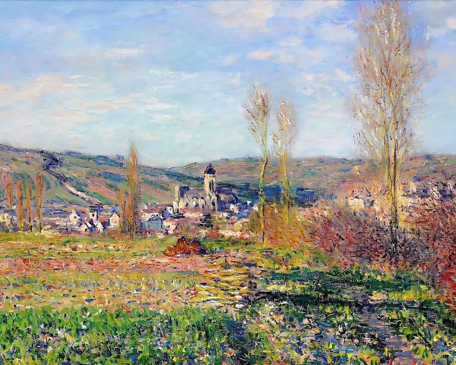Vetheuil under the Sun Painting by Claude Monet 8x10" Art Print