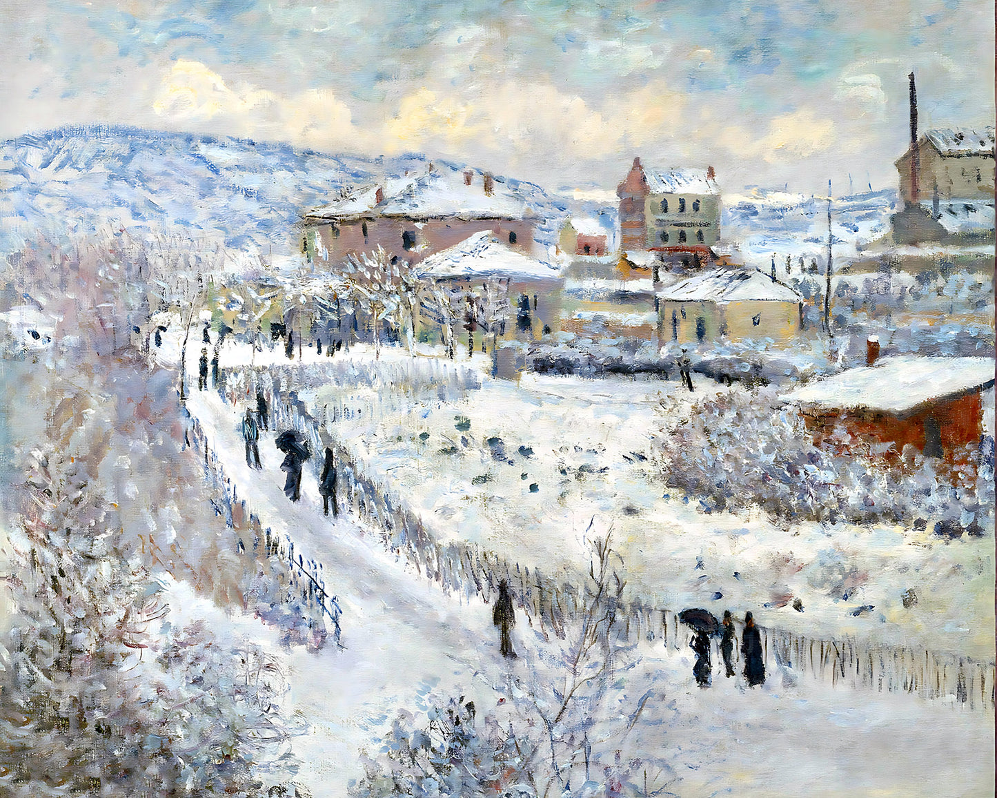 View of Argenteuil in the Snow Painting by Claude Monet 8x10" Art Print