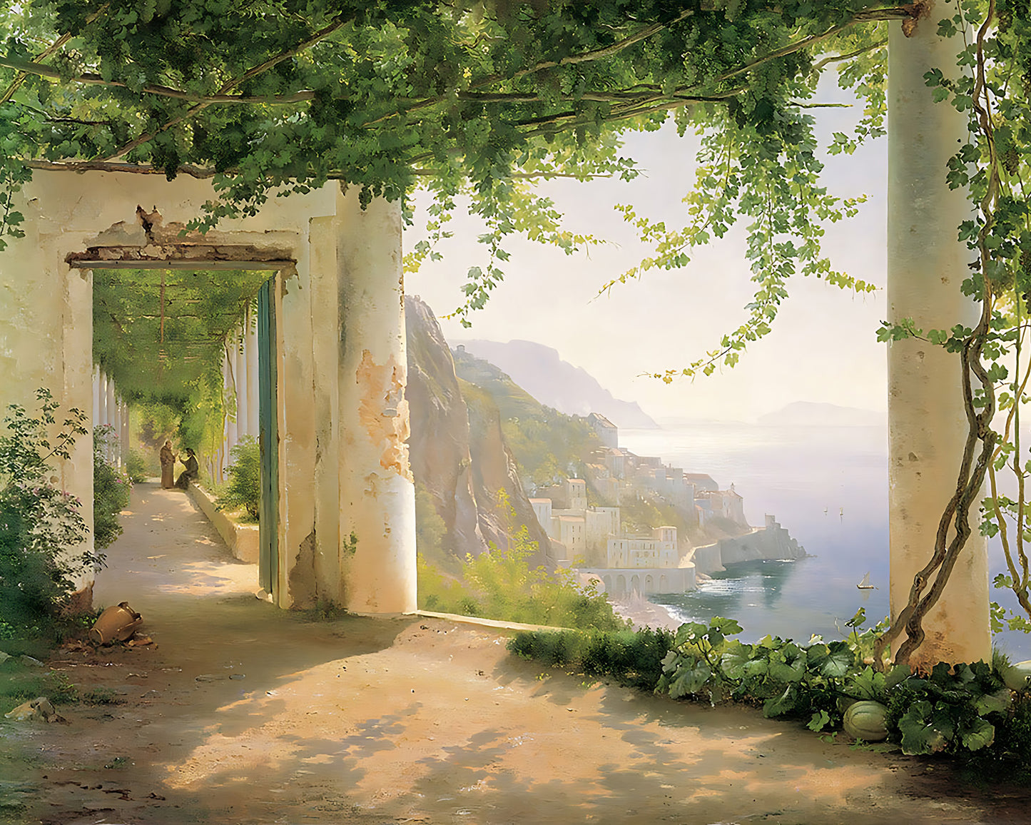 View to the Amalfi Coast Painting by Carl Frederik Aagaard 8x10" Art Print