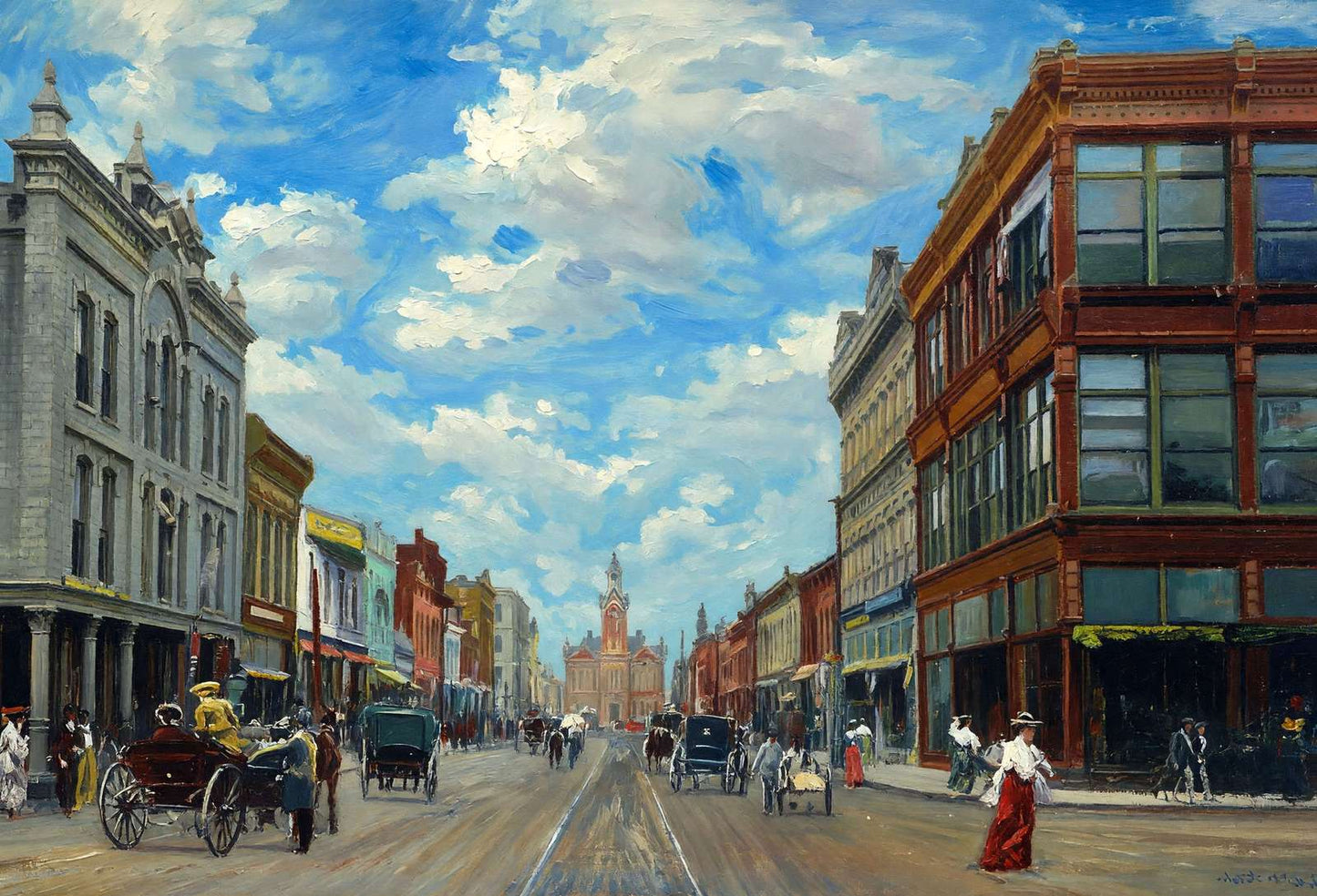 Waco TX Austin Avenue in 1905 Art Print (7 Sizes) - Enhanced