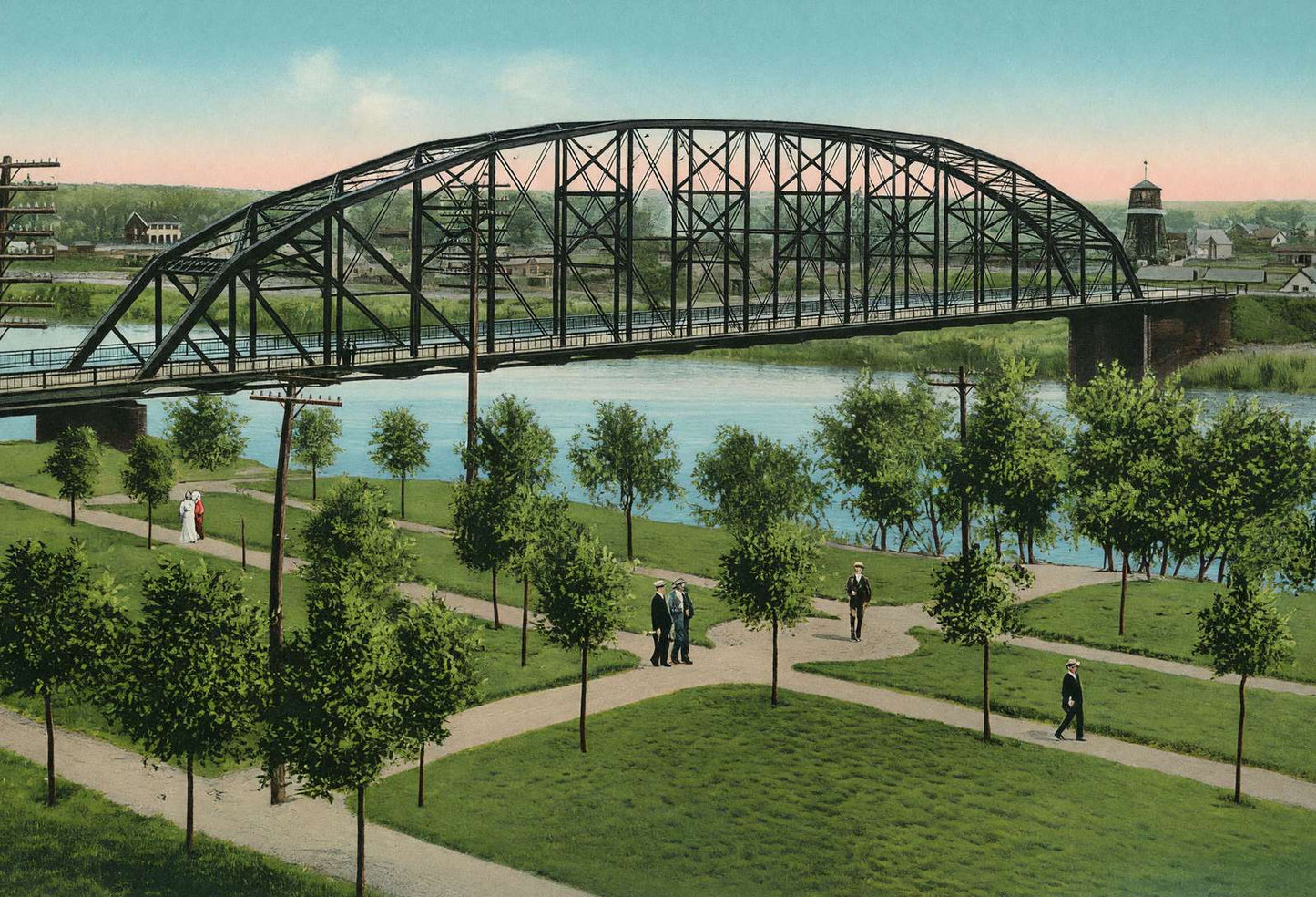 New Bridge over Brazos River Waco in 1905 Vintage Print (7 Sizes)