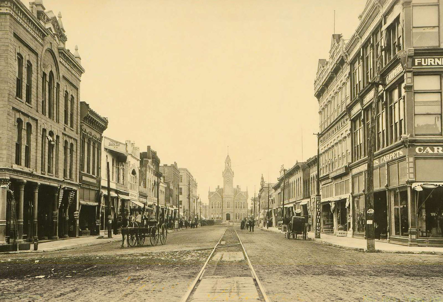 Waco TX Austin Avenue in 1905 Vintage Print (7 Sizes) - Enhanced