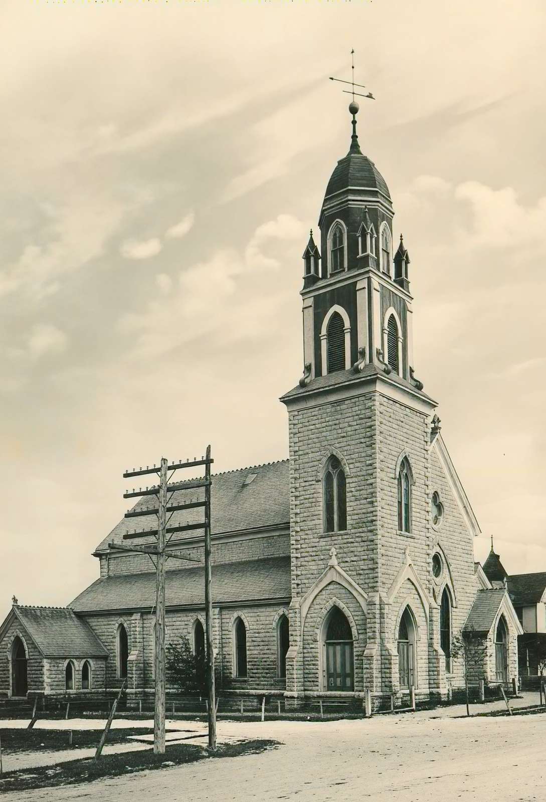 Weatherford Texas Methodist Church in 1910 Vintage Print (7 Sizes) - Retouched
