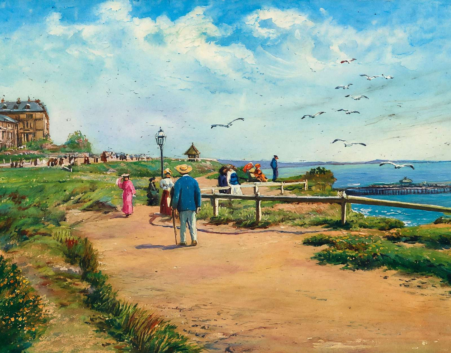 West Cliff Promenade and Pier Bournemouth in 1904 Art Print (7 Sizes)