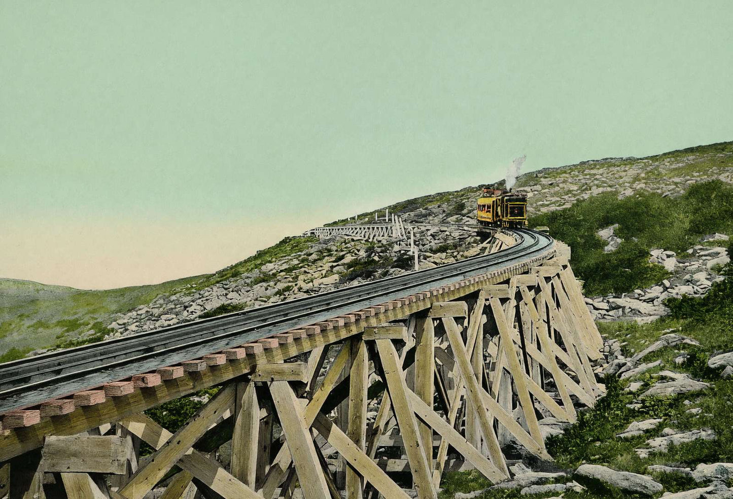 White Mountains Jacob's Ladder Mount Washington Railway in 1907 Vintage Print