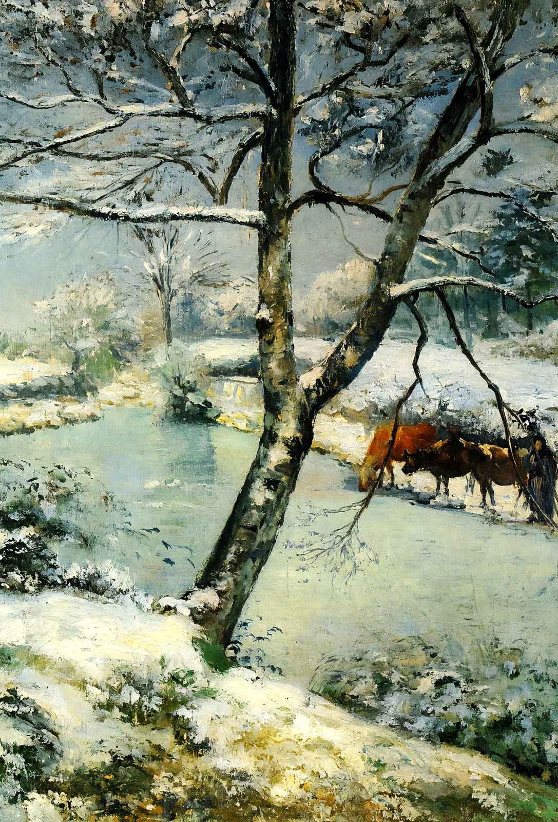 Winter at Montfoucault Fine Art Print 1875 by Camille Pissarro (6 Sizes)