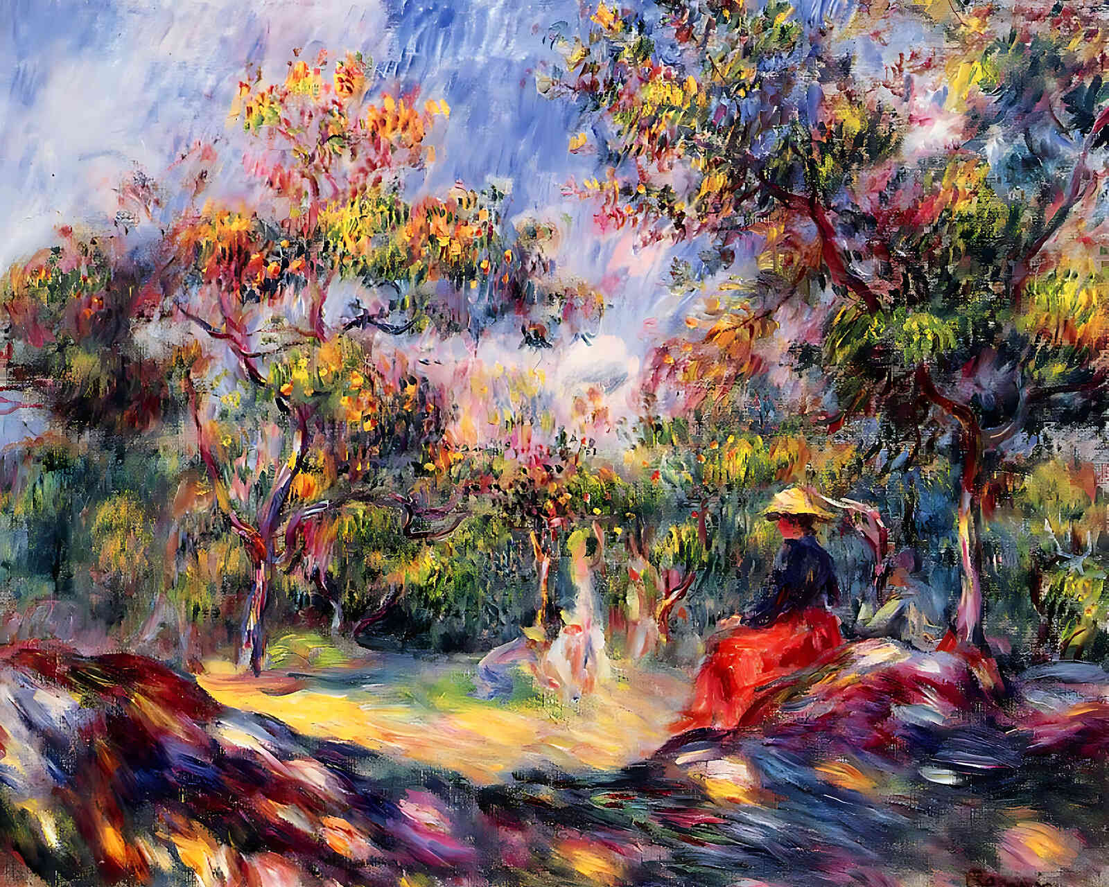 Woman in a Landscape Painting by Pierre-Auguste Renoir 8x10" Art Print