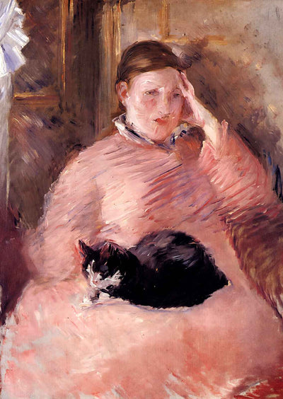 Woman with a Cat Art Print 1880 Painting by Edouard Manet (6 Sizes) - Enhanced