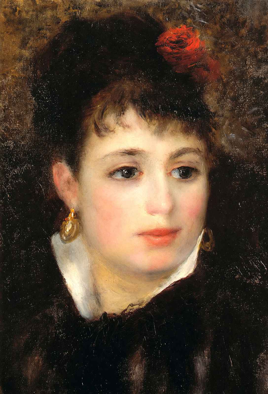 Woman with a Rose Art Print 1876 Painting by Pierre-Auguste Renoir (6 Sizes)