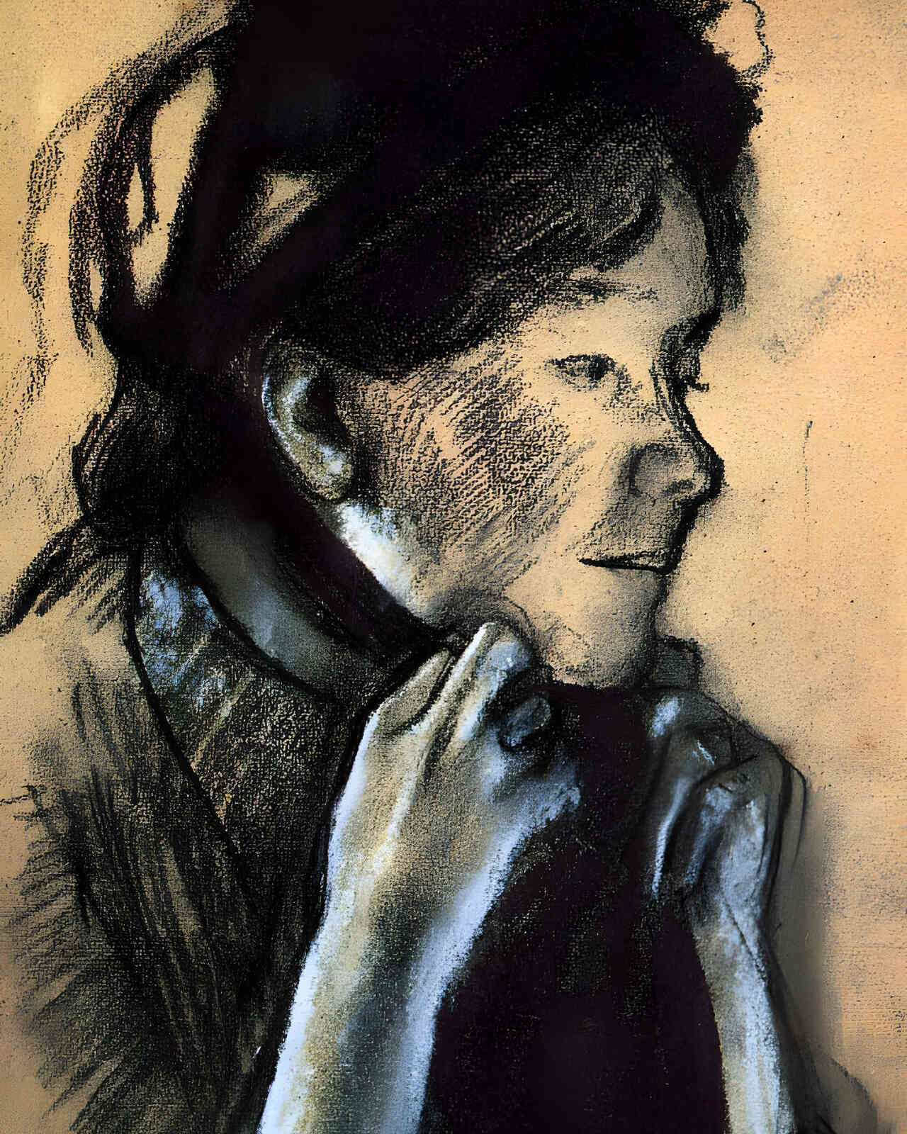 Woman Tying the Ribbons of Her Hat 1882 Painting by Edgar Degas 8x10" Art Print