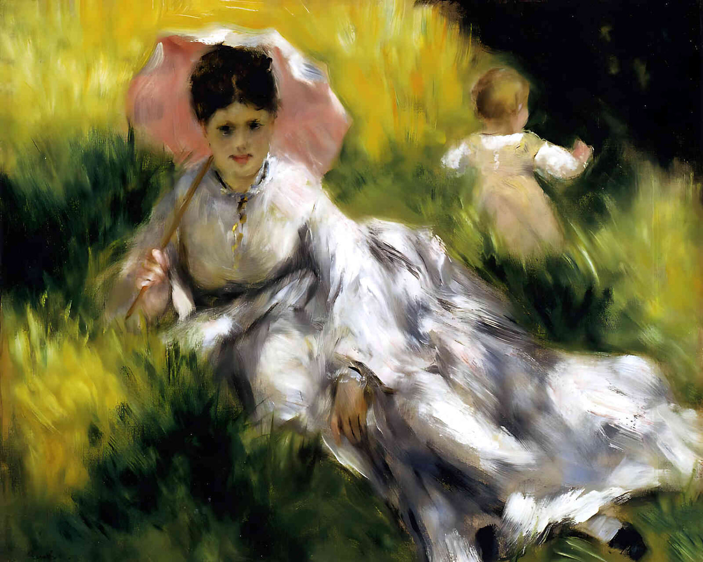 Woman with Parasol Painting by Pierre-Auguste Renoir 8x10" Art Print - Restored
