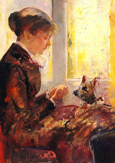 Woman by a Window Feeding Her Dog Art Print 1880 by Mary Cassatt (6 Sizes)