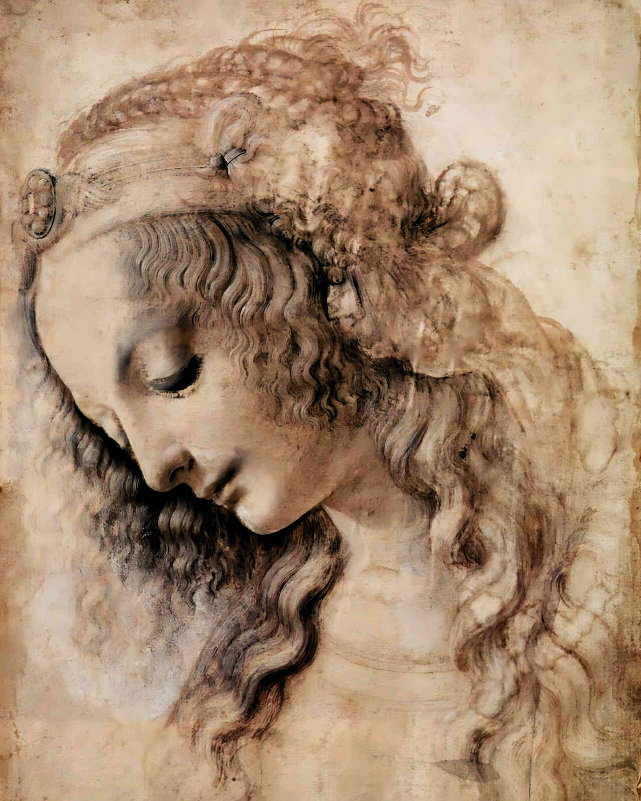 Woman's Head Painting by Leonardo da Vinci 8x10" Art Print (Premium Print)