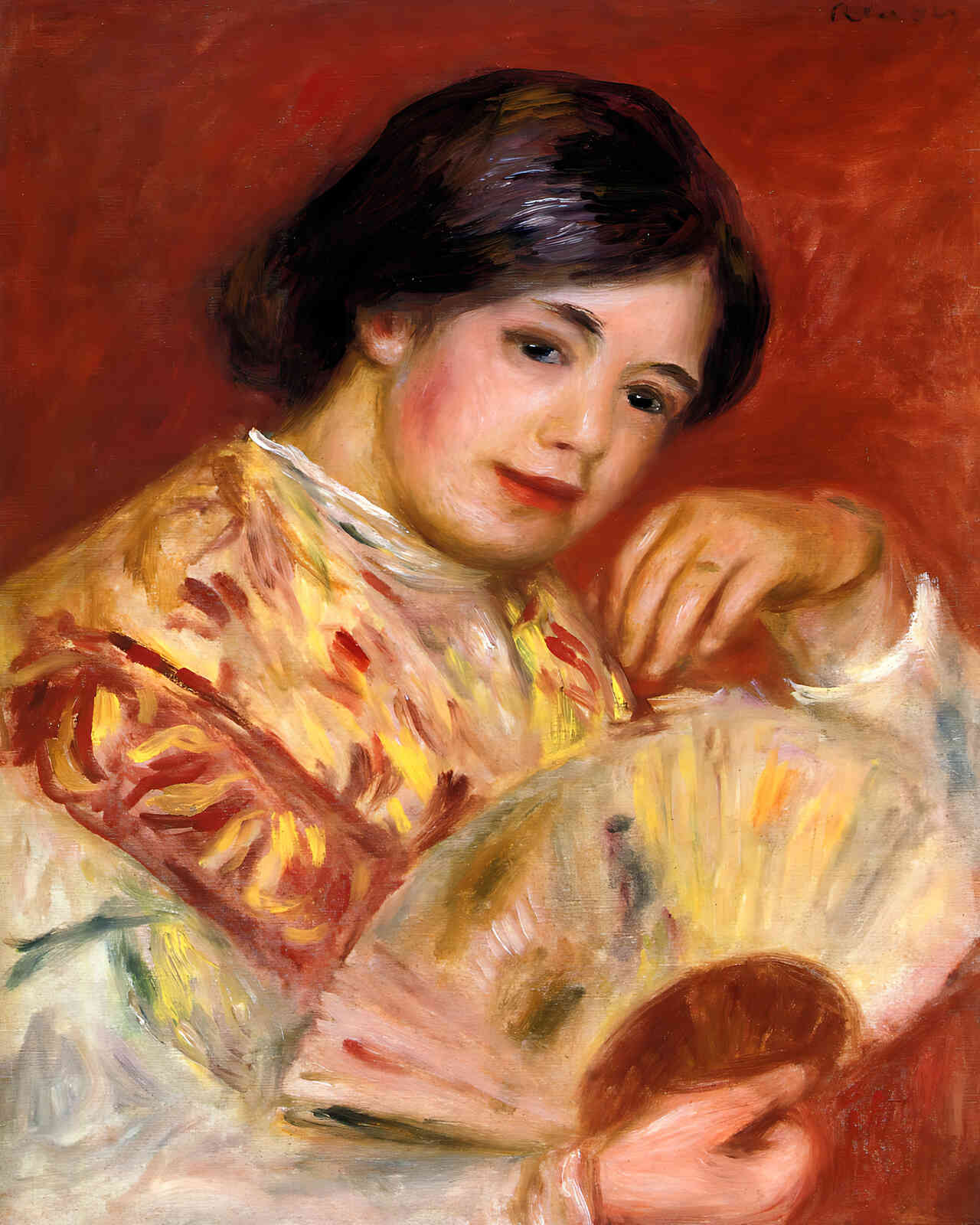 Woman with a Fan Painting by Pierre-Auguste Renoir 8x10" Art Print - Acid Free