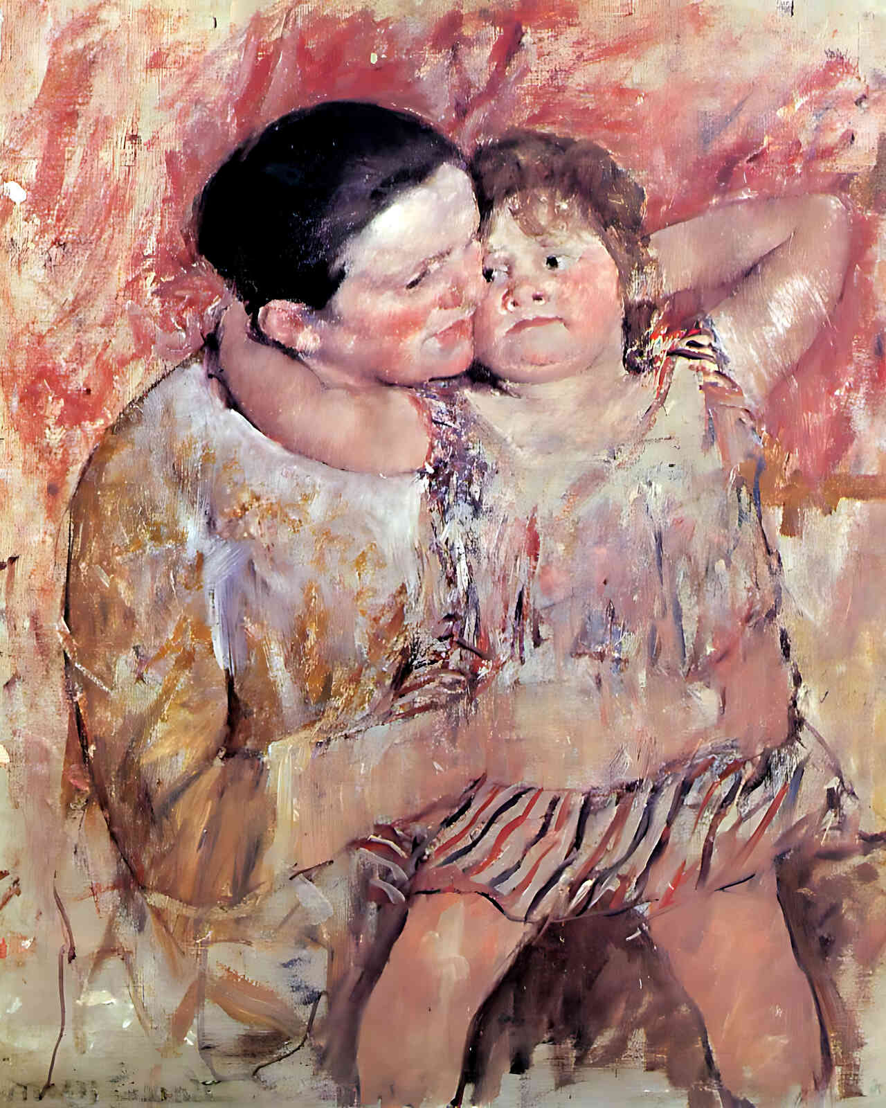 Woman and Child Painting by Mary Cassatt 8x10" Art Print (Restored Reproduction)