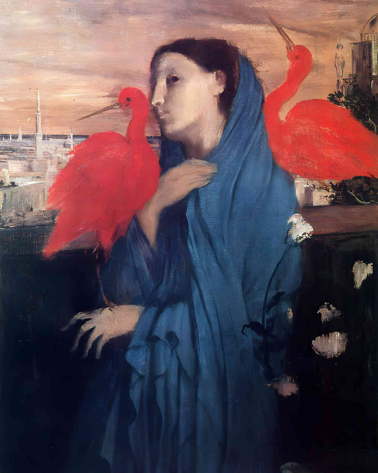 Woman on a Terrace (Young Woman and Ibis) 1857 Painting by Edgar Degas 8x10" Art Print