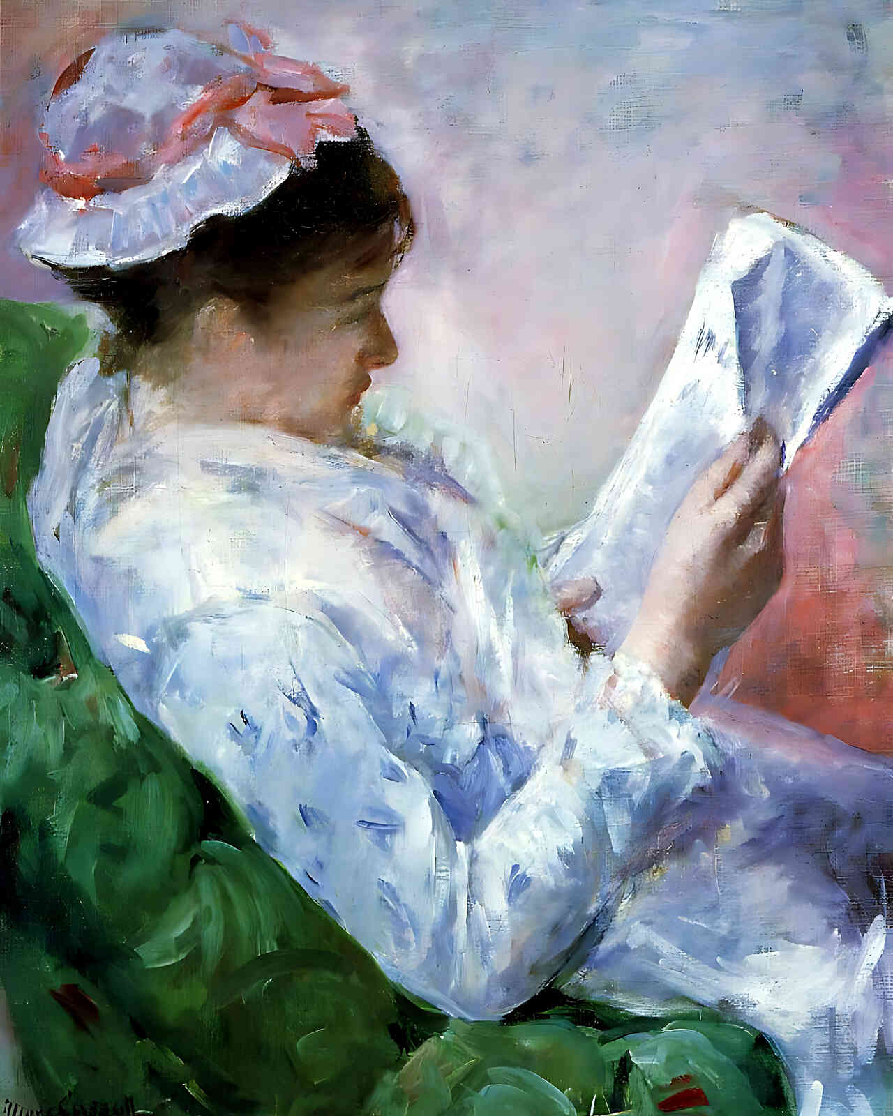 Woman Reading Painting by Mary Cassatt 8x10" Art Print - Acid Free