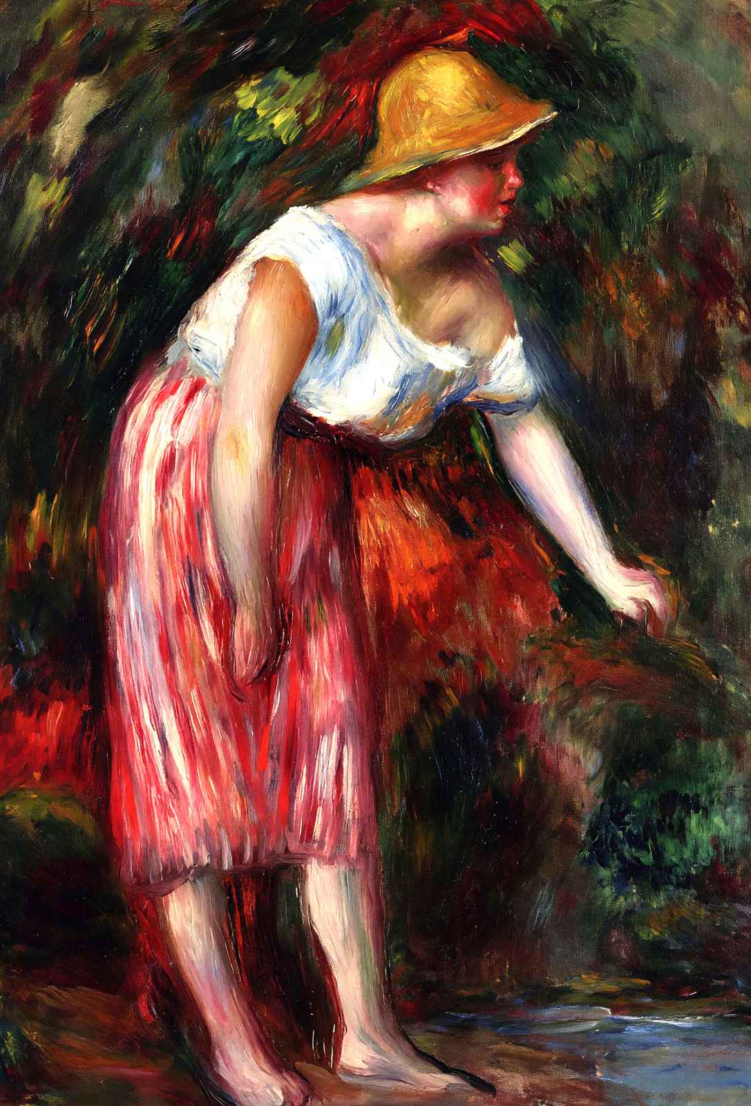 Woman in a Straw Hat Art Print Painting by Pierre-Auguste Renoir (6 Sizes)