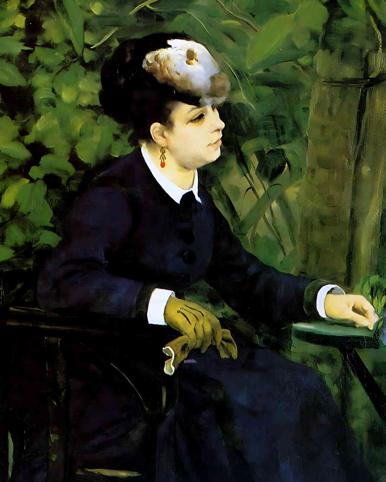 Woman in a Garden (Woman with a Seagull) by Pierre-Auguste Renoir 8x10" Print