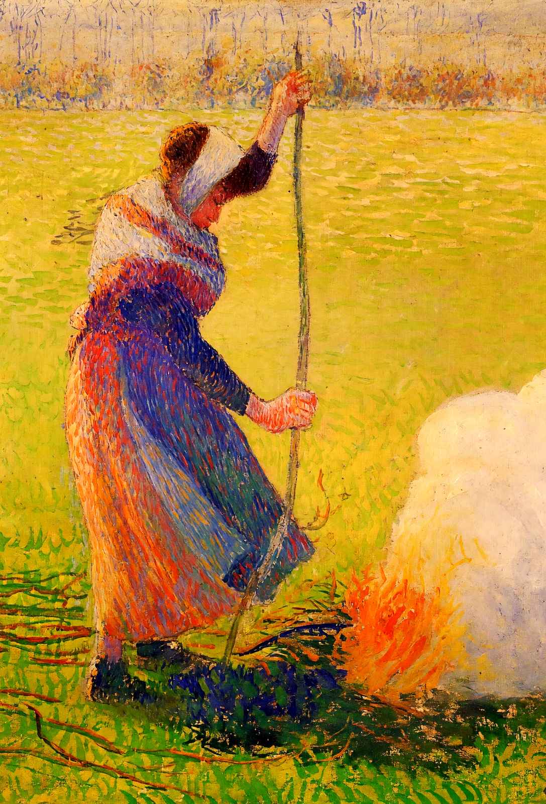 Woman Burning Wood 1890 Painting by Camille Pissarro Art Print (6 Sizes)