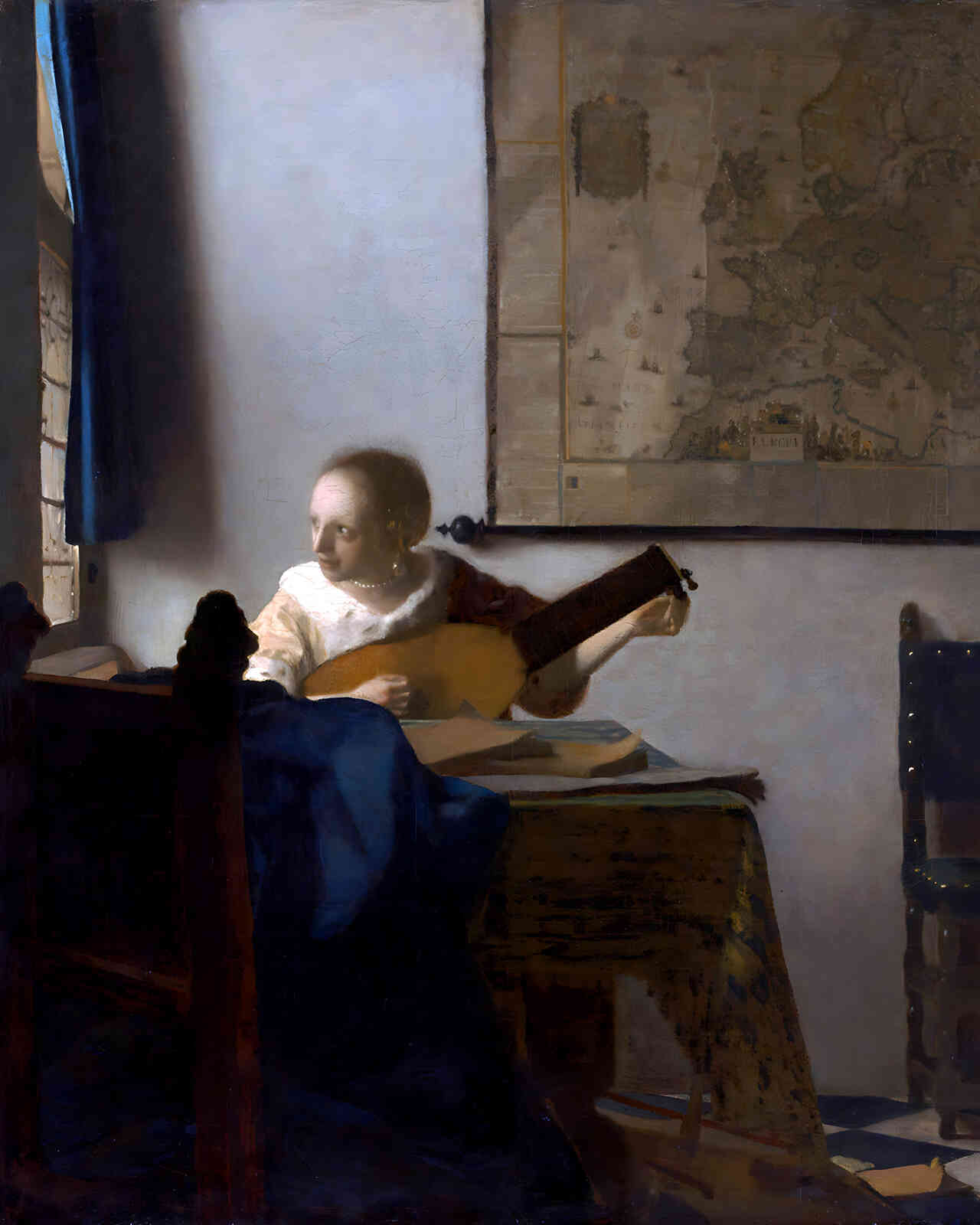 Woman with a Lute Painting by Johannes Vermeer 8x10" Art Print (Premium Print)