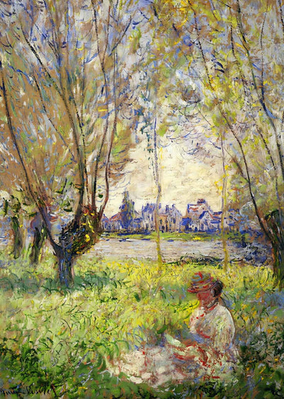 Woman Sitting under the Willows Art Print 1880 by Claude Monet (6 Sizes)