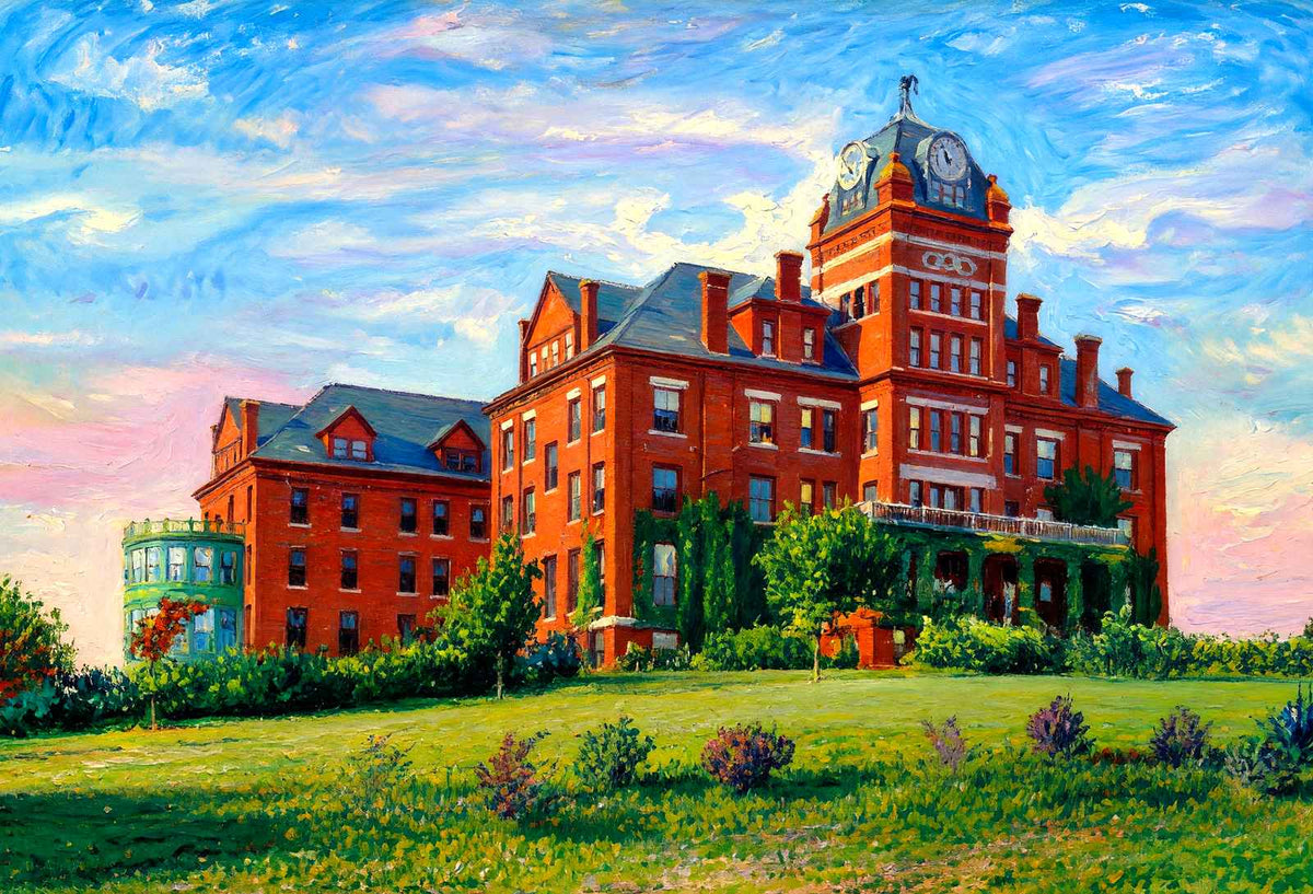 Odd Fellows' Home, Worcester, Massachusetts in 1908 Painting Print (7 Sizes)