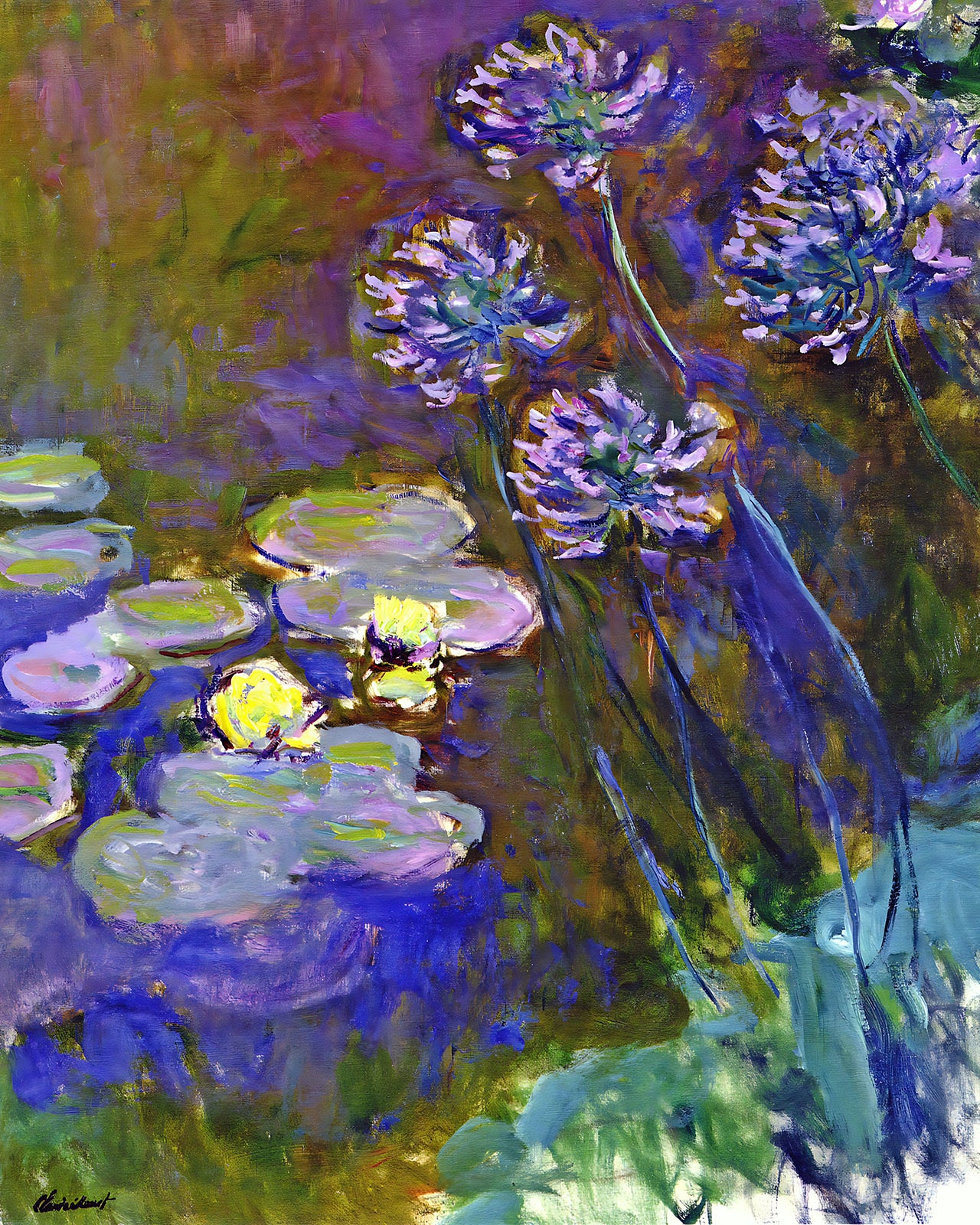 Water Lilies and Agapanthus Painting by Claude Monet 8x10" Art Print