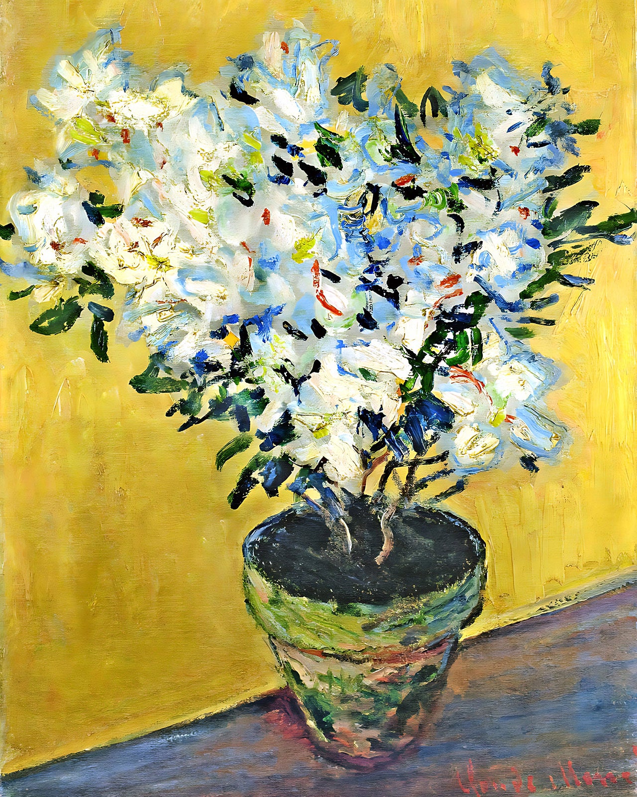 White Azaleas in a Pot (1891) Painting by Claude Monet 8x10" Art Print