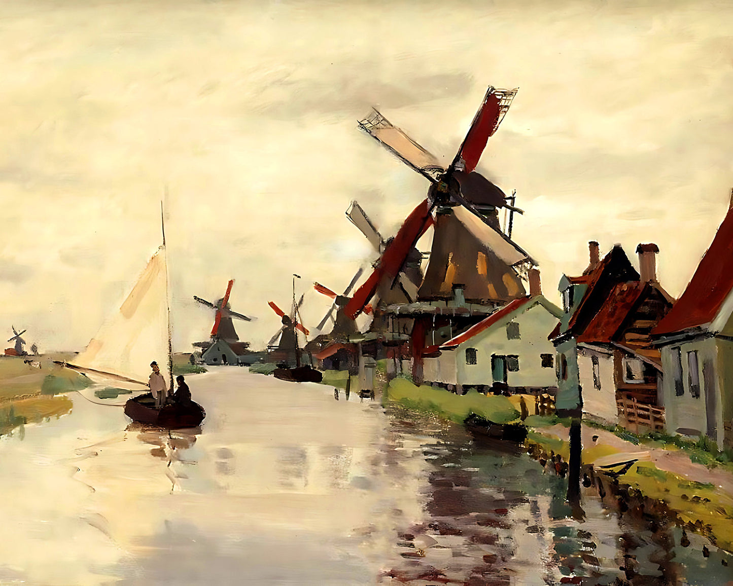 Windmills in Holland Painting by Claude Monet 8x10" Art Print