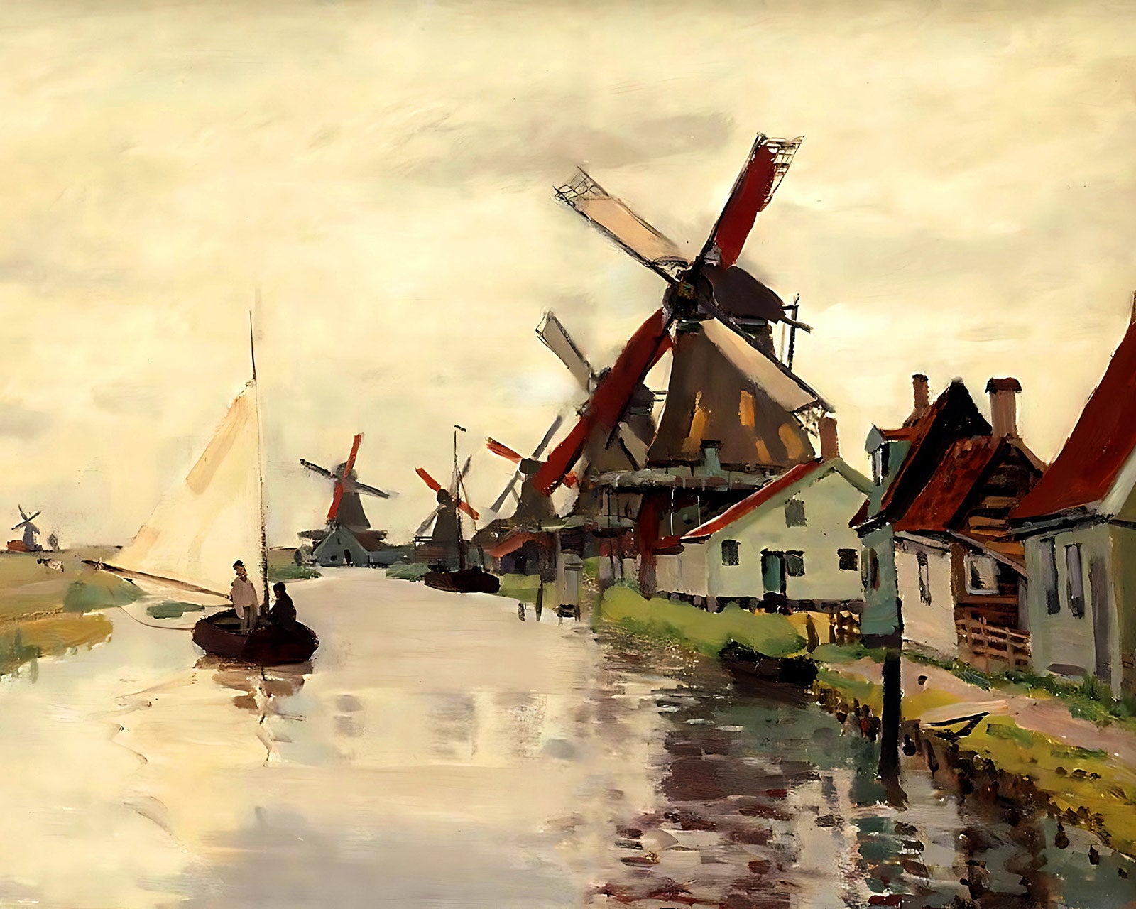 Windmills in Holland Painting by Claude Monet 8x10" Art Print
