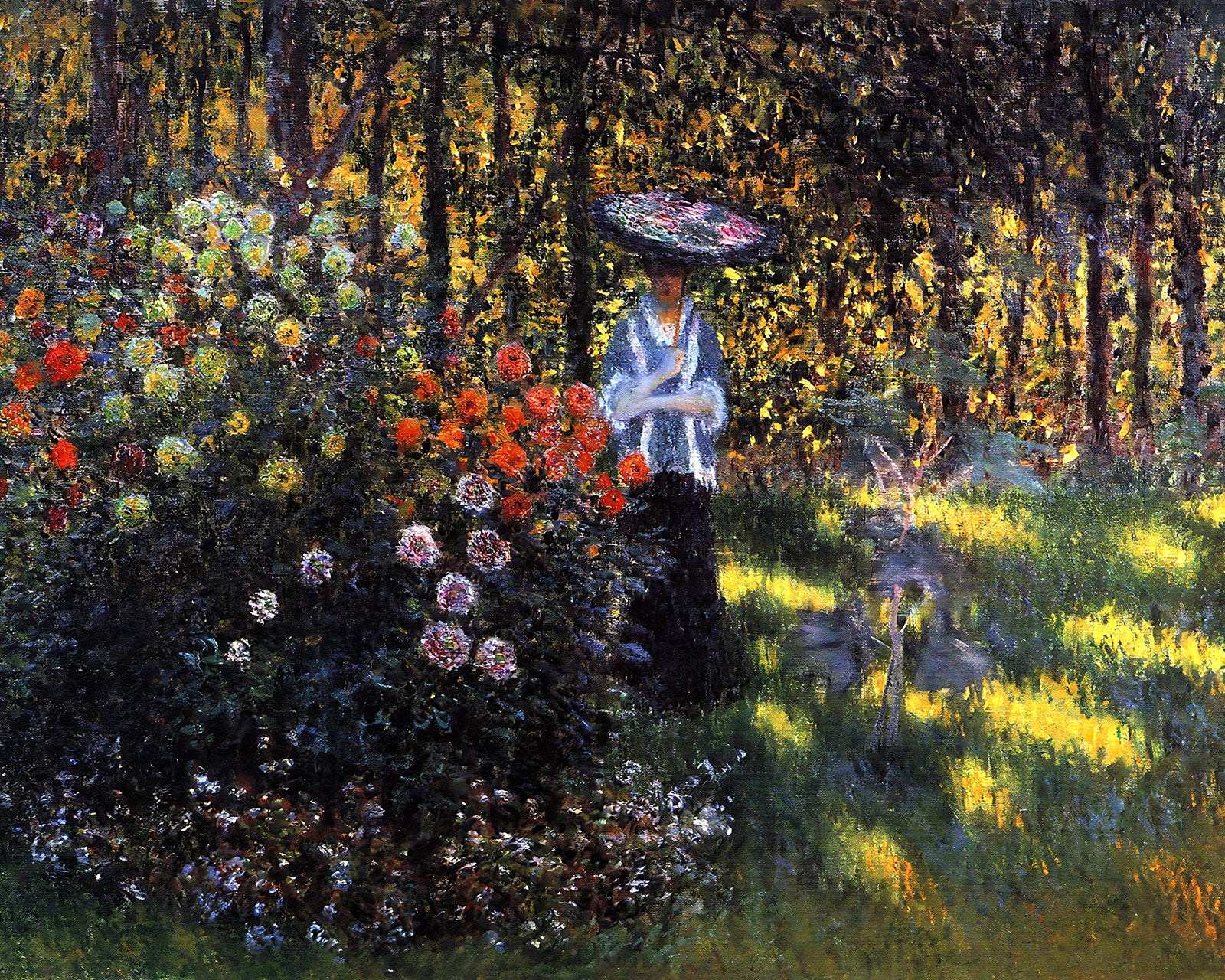 Woman with a Parasol in the Garden in Argenteuil Painting by Claude Monet 8x10" Art Print