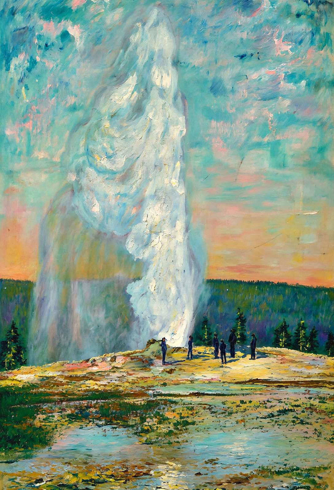 Yellowstone Geyser in Action in 1907 Art Print (7 Sizes)