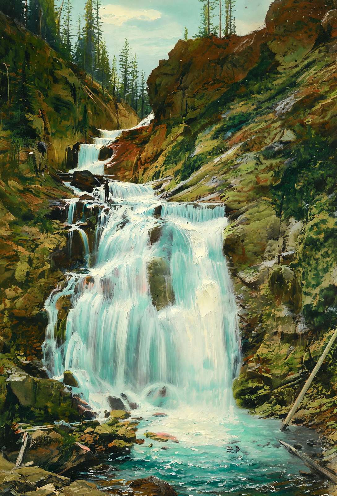 Yellowstone Little Firehole Falls in 1907 Art Print (7 Sizes)