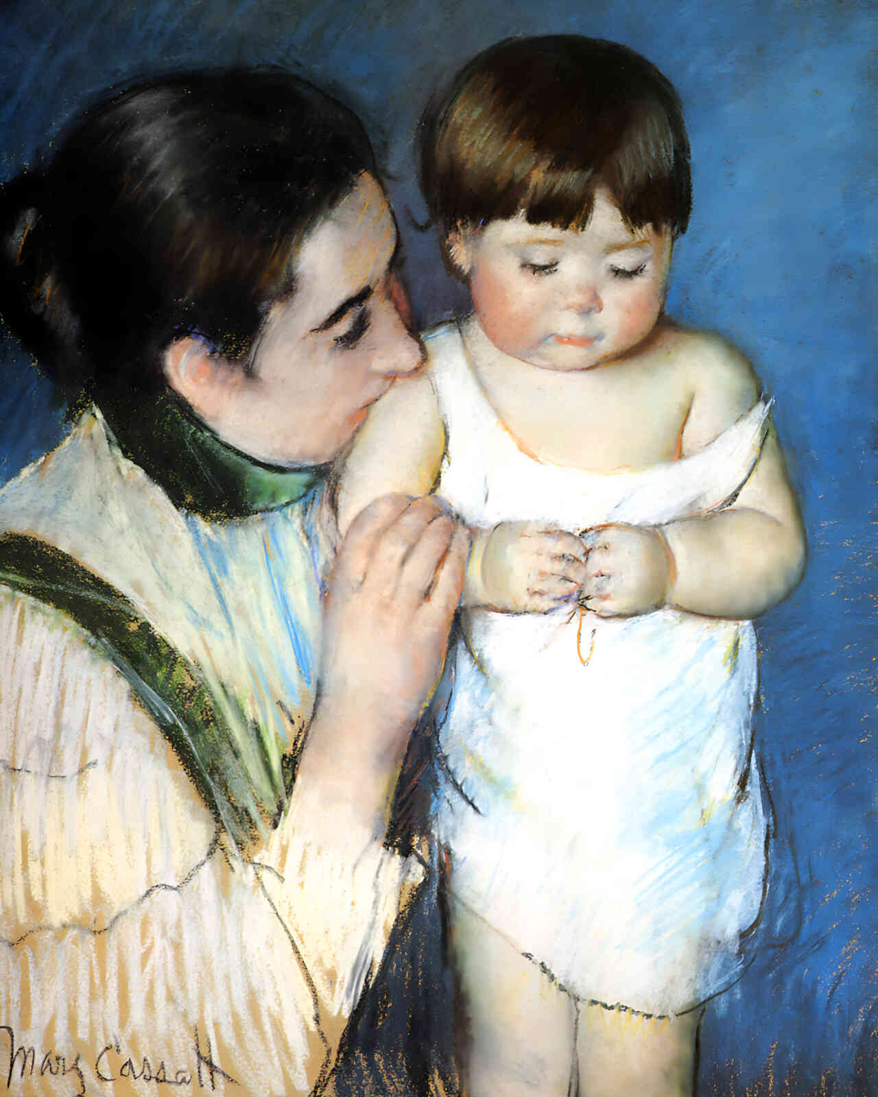 Young Thomas and His Mother Painting by Mary Cassatt 8x10" Art Print - Restored