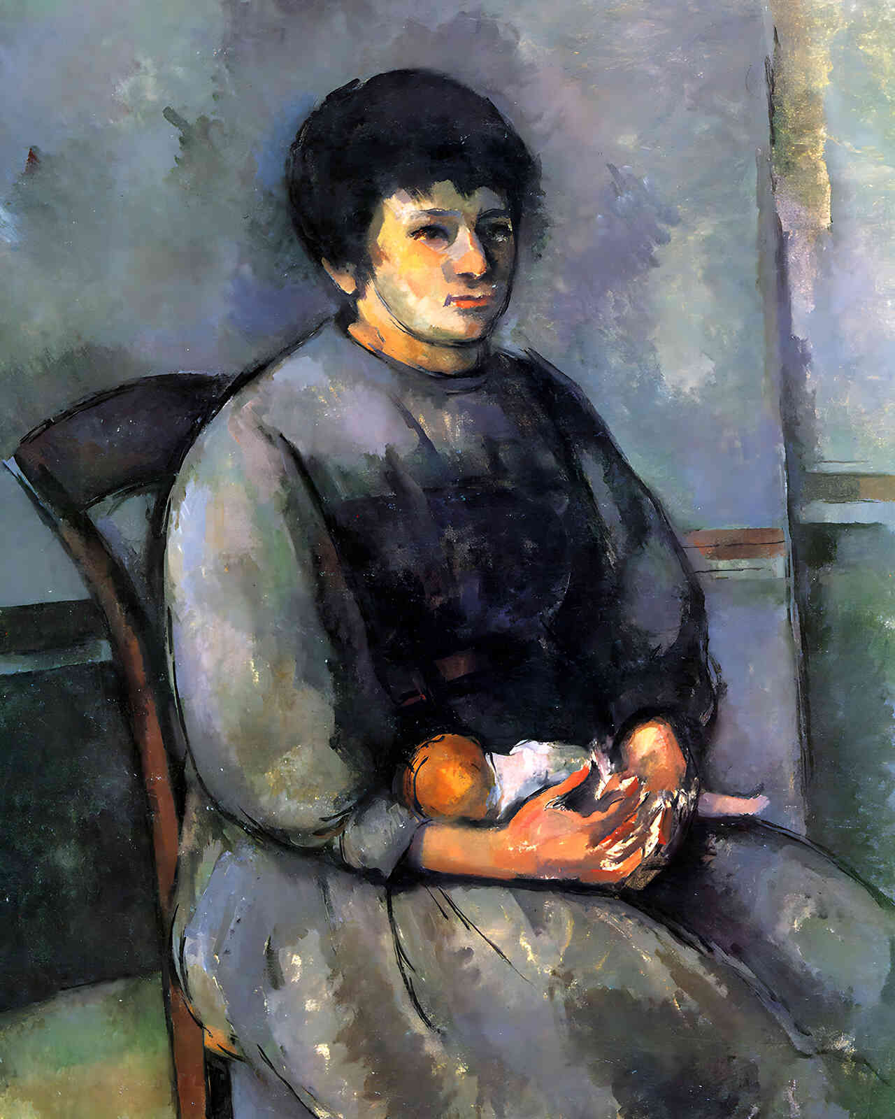 Young Girl with a Doll Painting by Paul Cezanne 8x10" Art Print - Restored