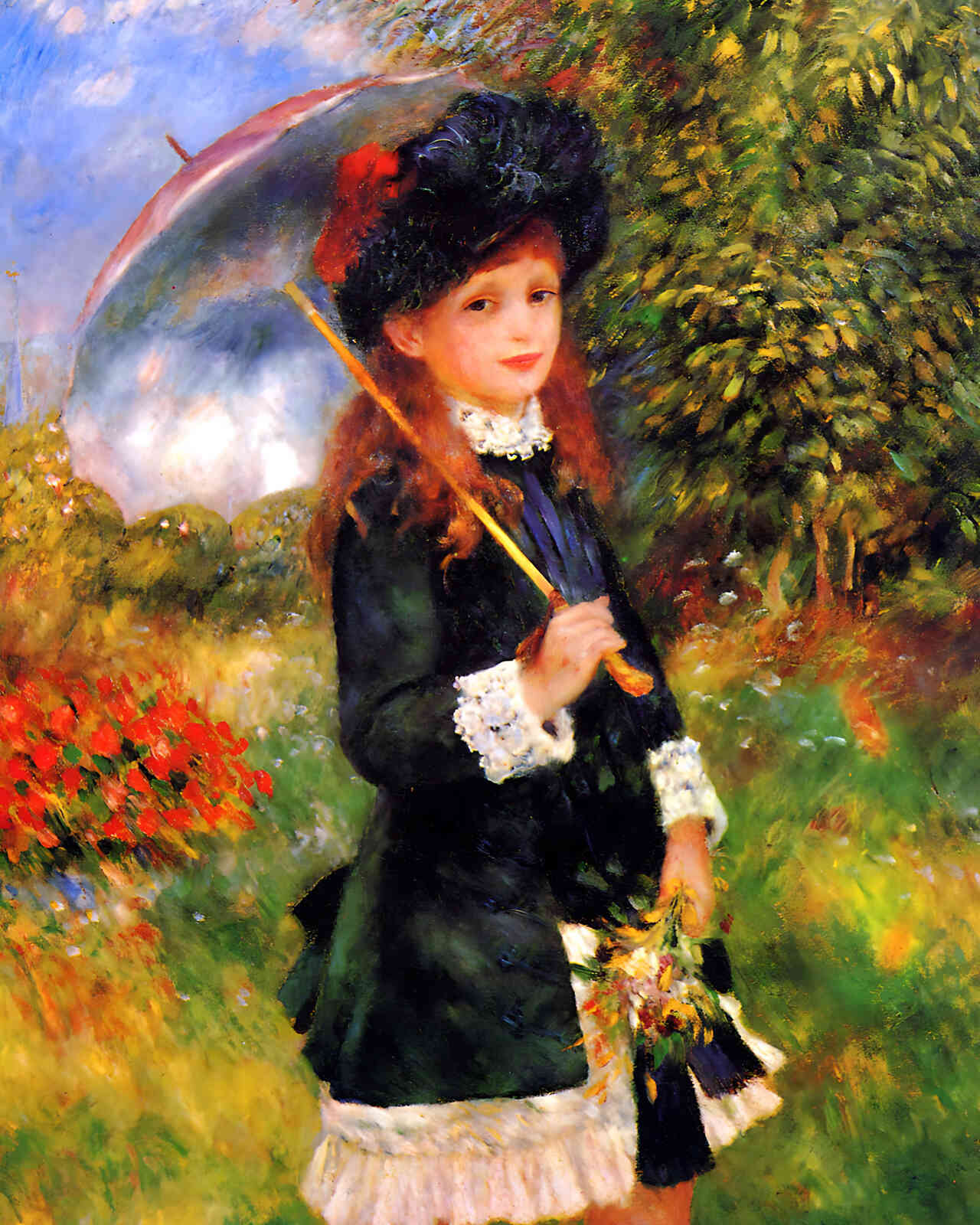 Young Girl with a Parasol (Aline Nunes) by Pierre-Auguste Renoir 8x10" Print
