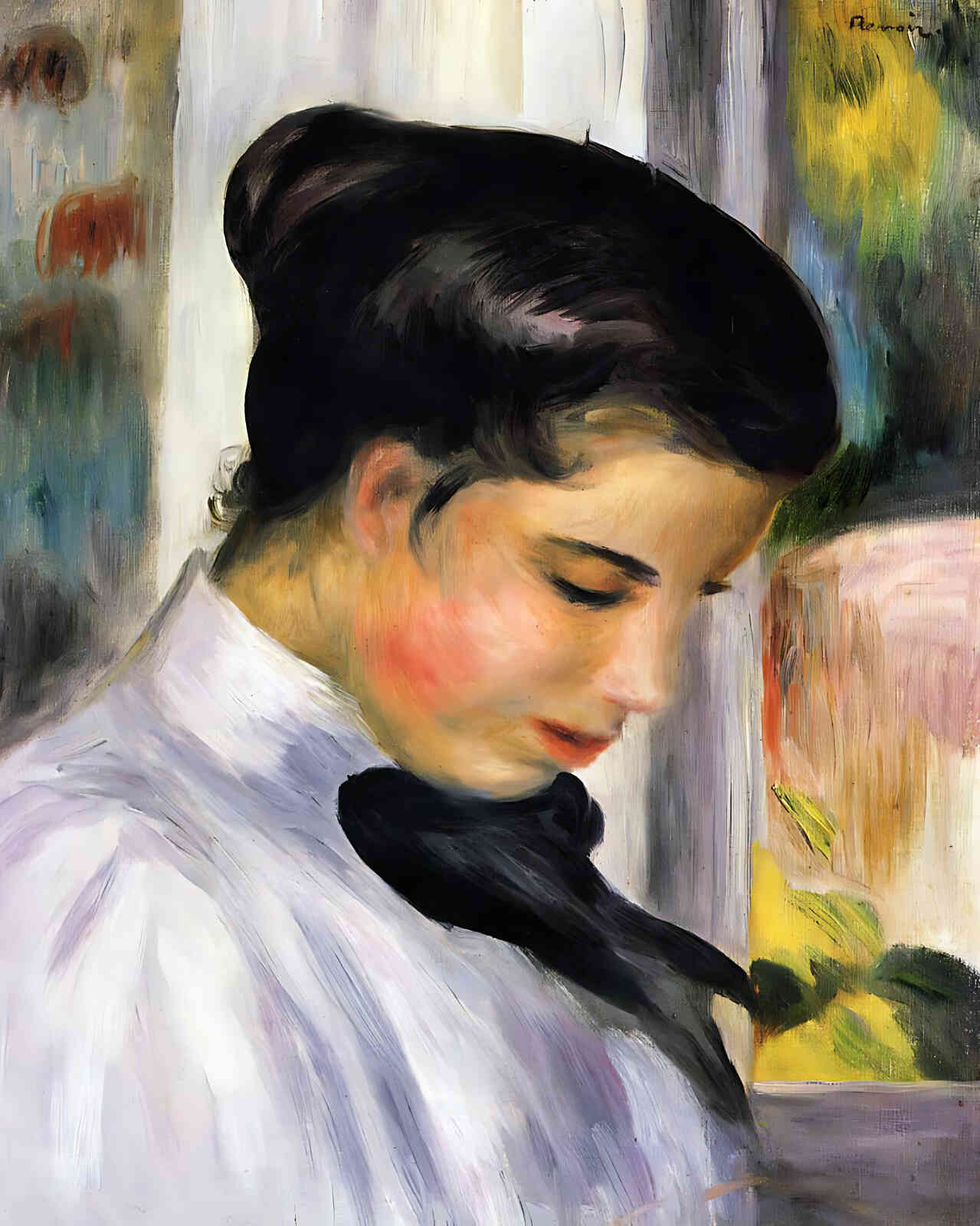 Young Woman in Profile Painting by Pierre-Auguste Renoir 8x10" Art Print