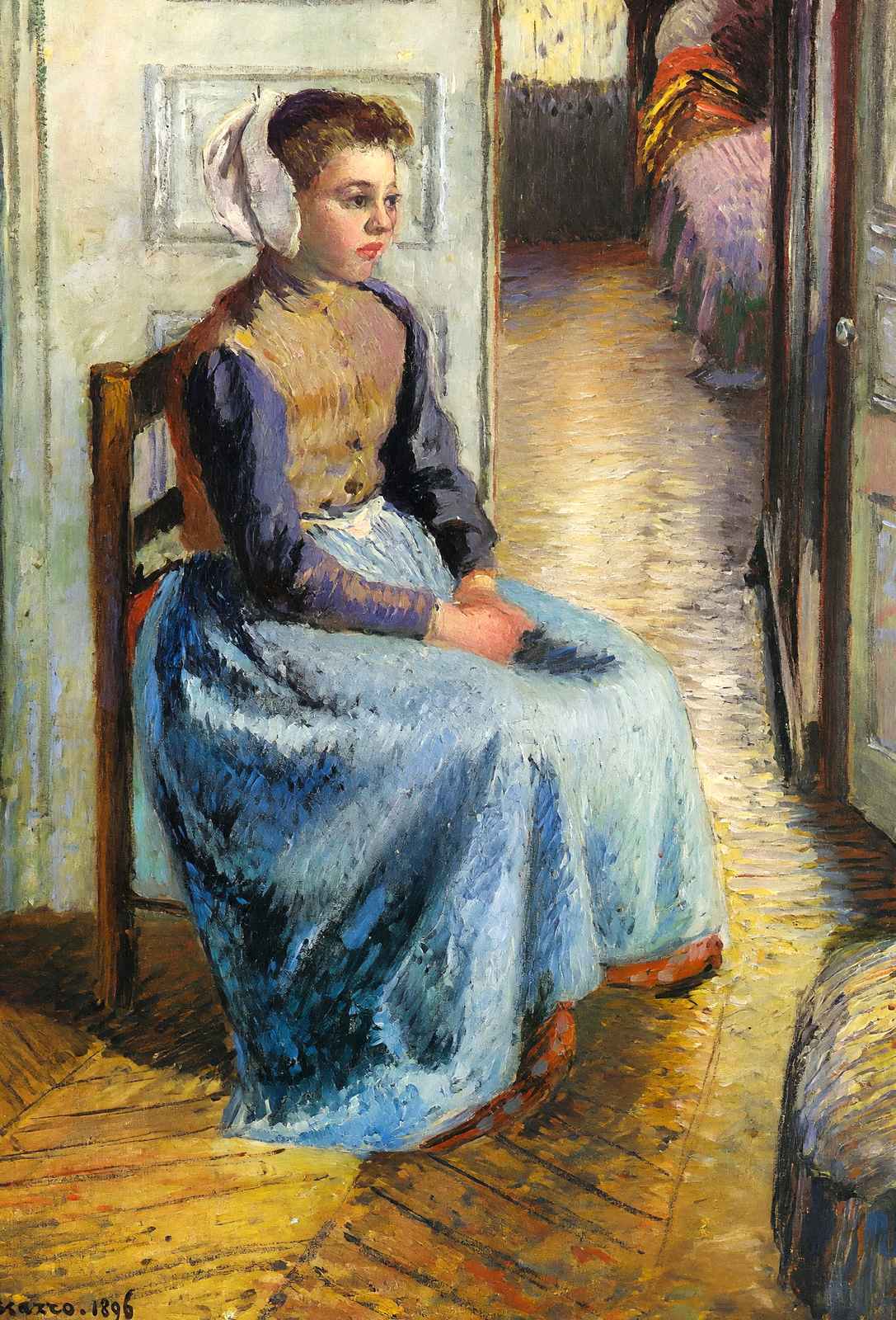 Young Flemish Maid Painting by Camille Pissarro Art Print (6 Sizes)