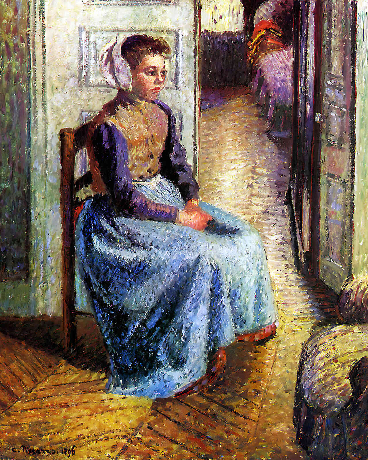 Young Flemish Maid Painting by Camille Pissarro 8x10" Art Print (Archival Paper)