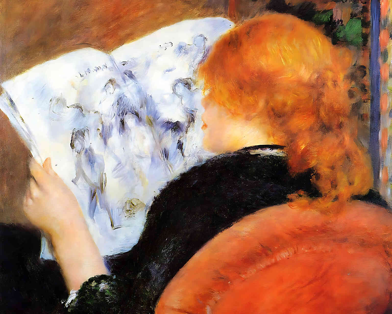 Young Woman Reading an Illustrated Journal 8x10" Print (Premium Print)