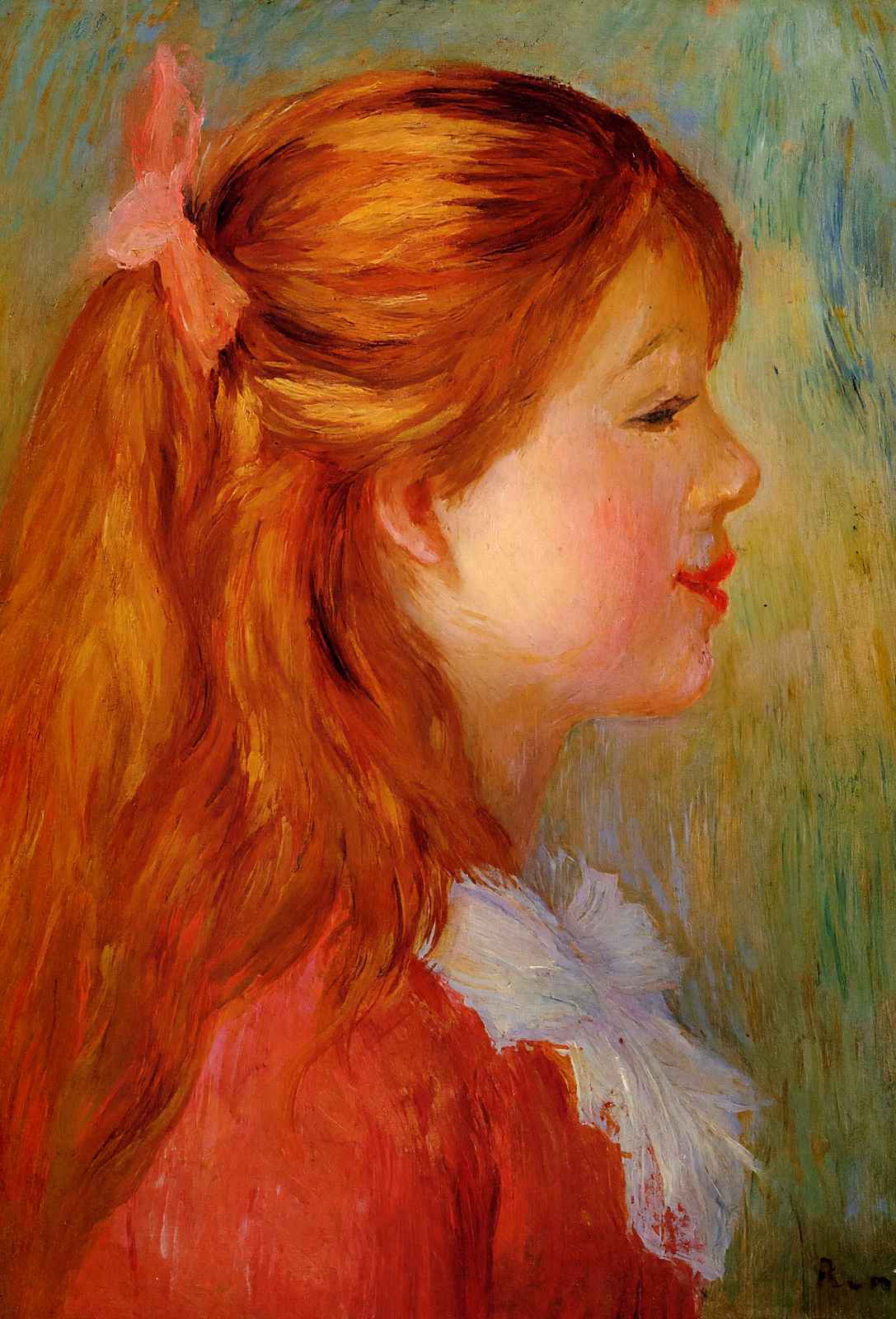 Young Girl with Long Hair in Profile Art Print 1890 by Renoir (6 Sizes)