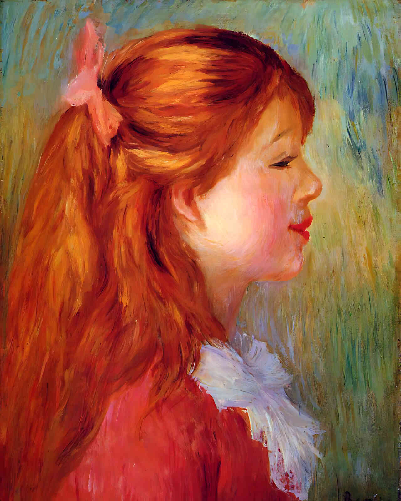 Young Girl with Long Hair in Profile by Pierre-Auguste Renoir 8x10" Art Print