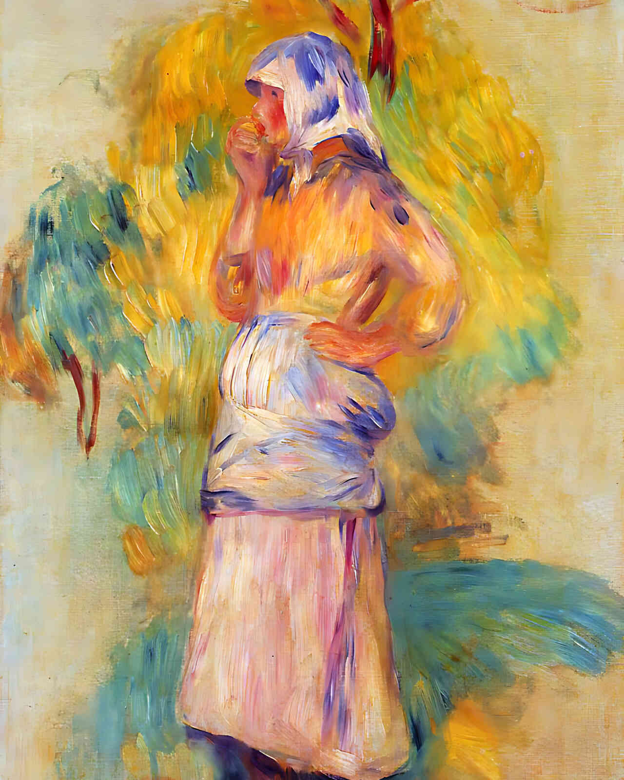 Young Peasant Eating an Apple Painting by Pierre-Auguste Renoir 8x10" Art Print