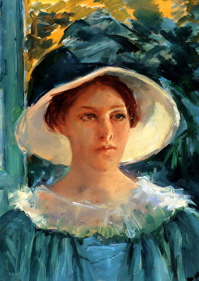 Young Woman in Green Outdoors in the Sun 1914 by Cassatt Art Print (6 Sizes)