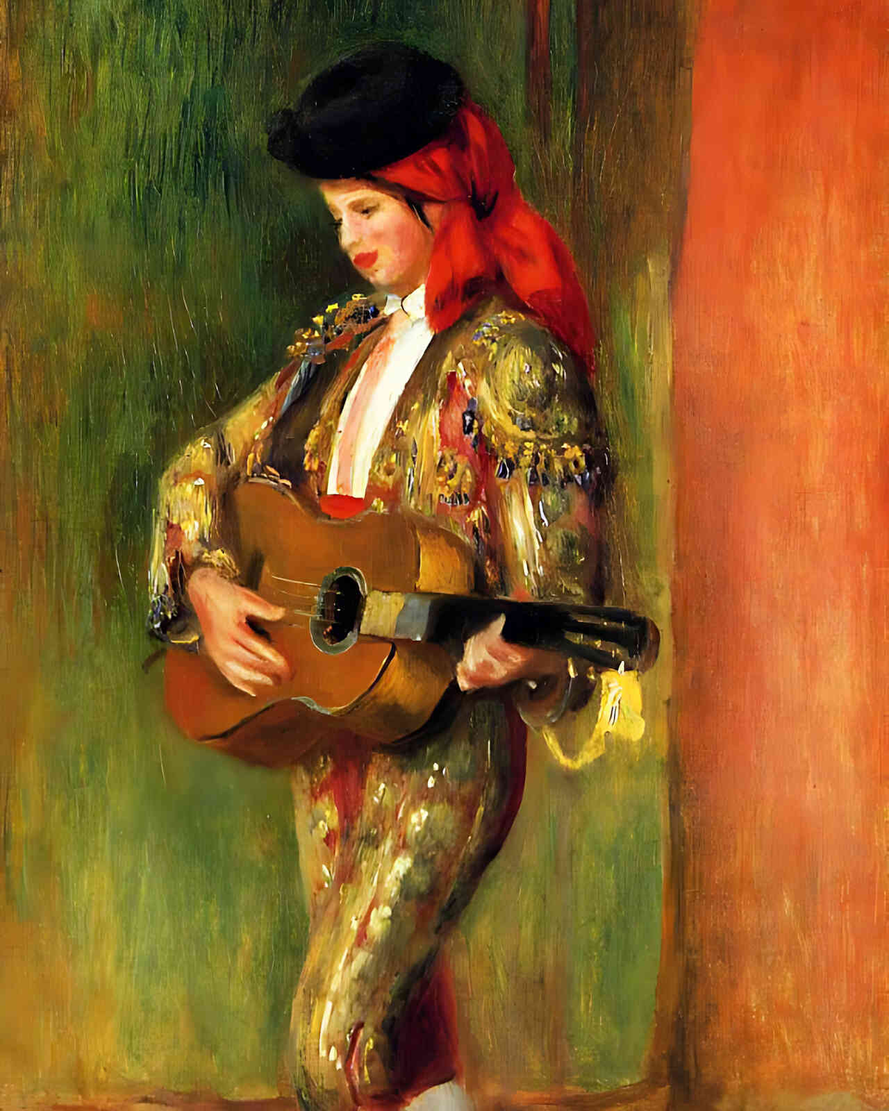 Young Guitarist Standing Painting by Pierre-Auguste Renoir 8x10" Art Print