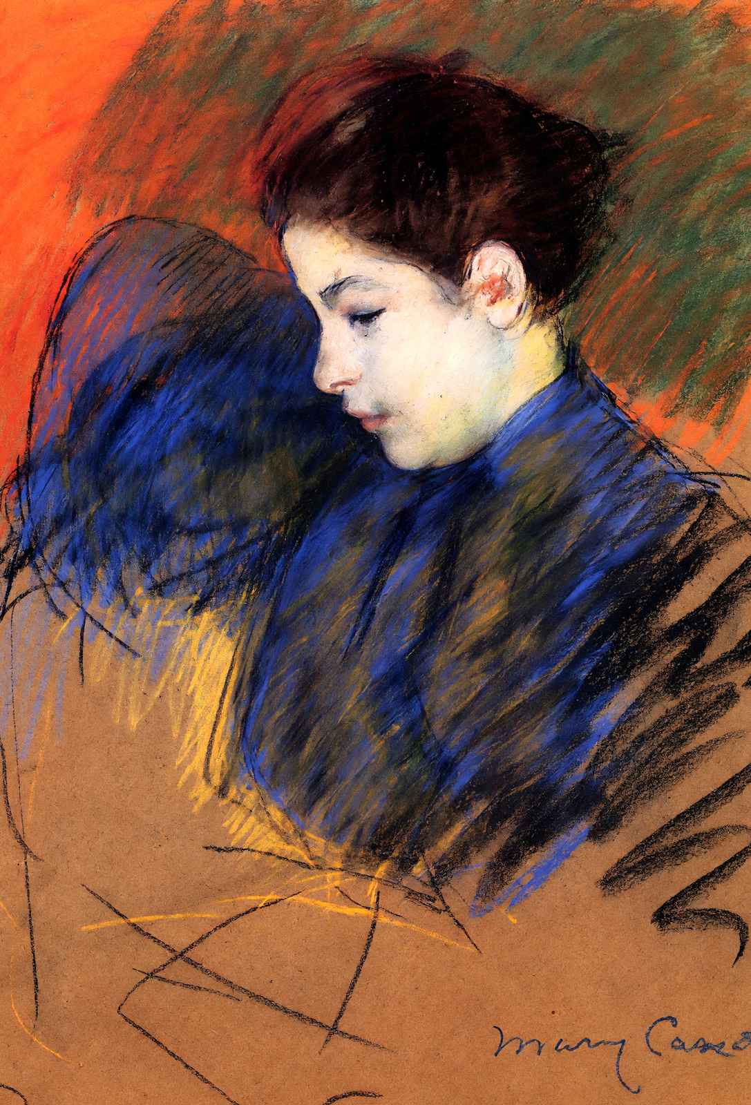 Young Woman Reflecting Art Print 1894 Painting by Mary Cassatt (6 Sizes)